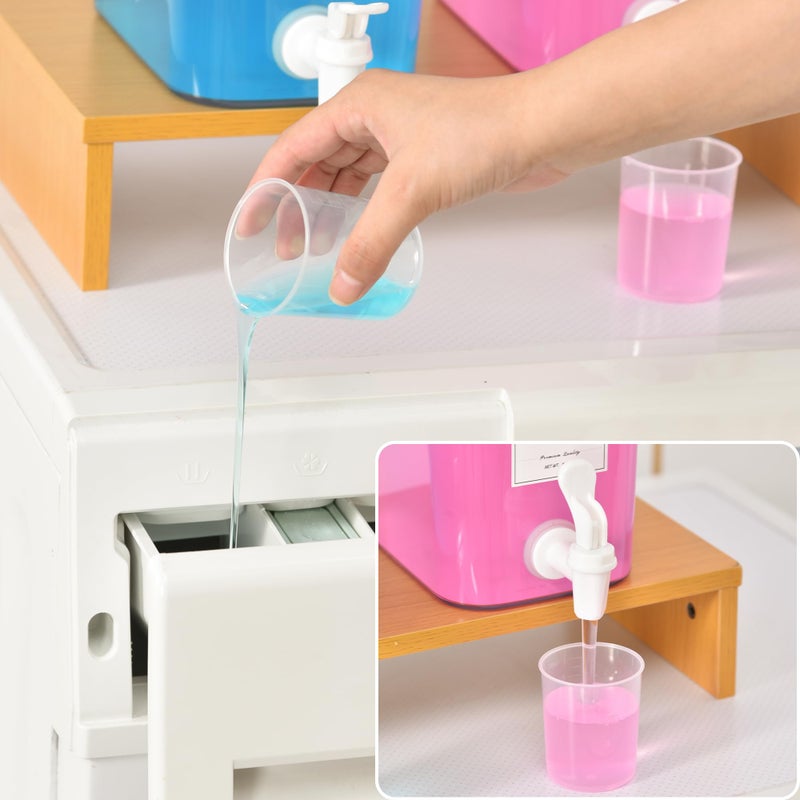 RoleDes Liquid Laundry Detergent Dispenser Set with Shelf and Bamboo Lids for Laundry Room Organization and Storage - 2 Pack 96 oz Laundry Containers for Laundry Soap, Fabric Softener - Image 2